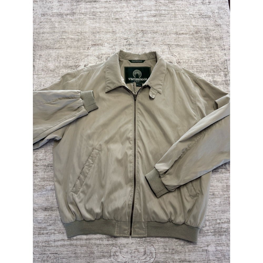 Weatherproof Garment Company Mens XL Tan Khaki Microfiber Golf Jacket Harrington